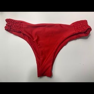 Red bikini bottoms swim ruched